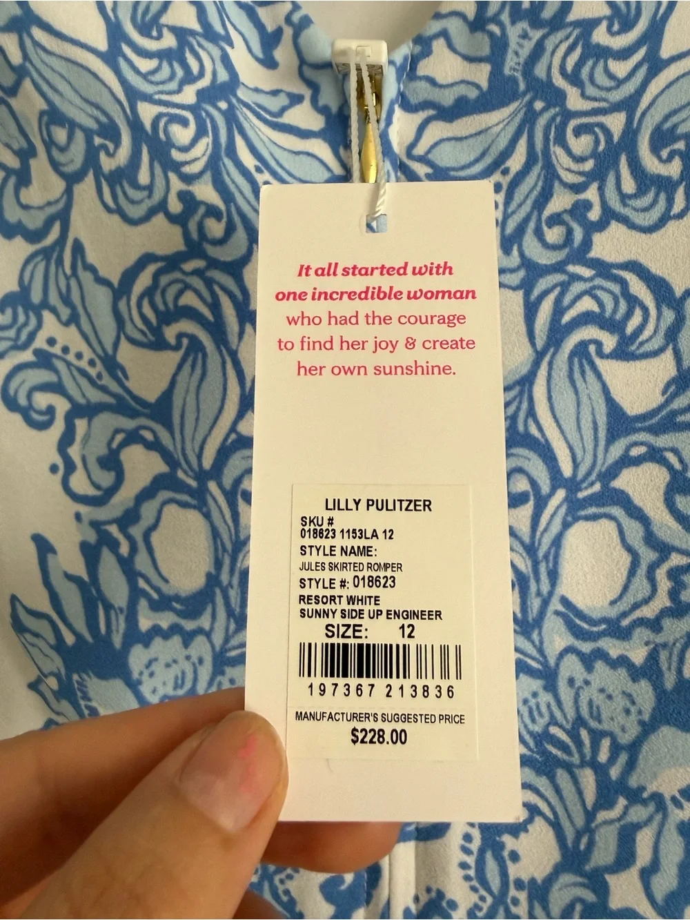 Lilly Pulitzer Jules Skirted Romper Sz 12 NWT Resort white blue floral